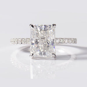 3 Carat Giliarto Moissanite Radiant Ice Crushed Cut Engagement Gold Ring.