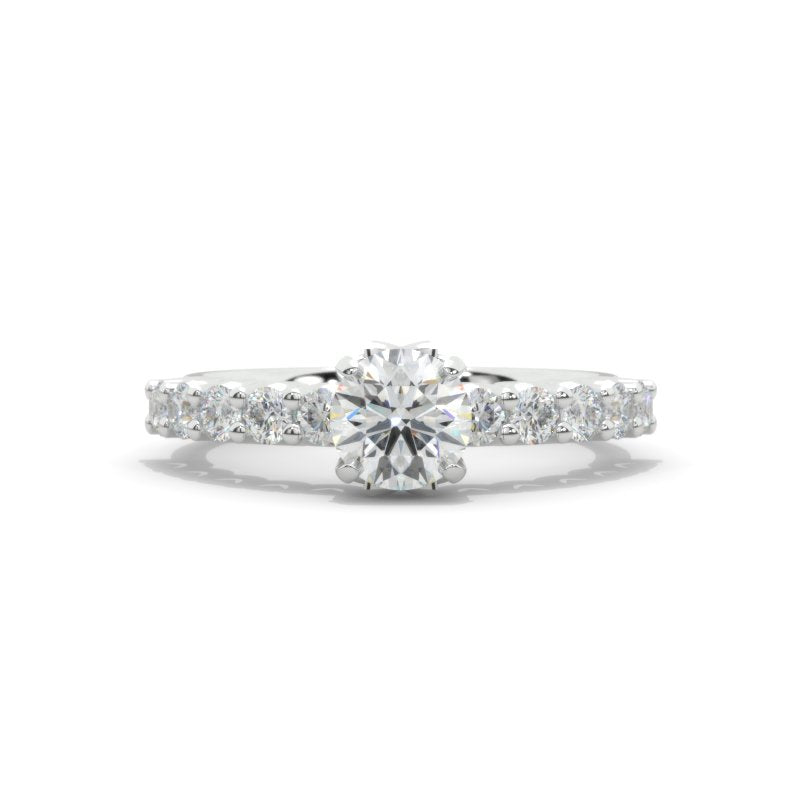 1 Carat Round Giliarto Moissanite 14K Gold Engagement Ring
