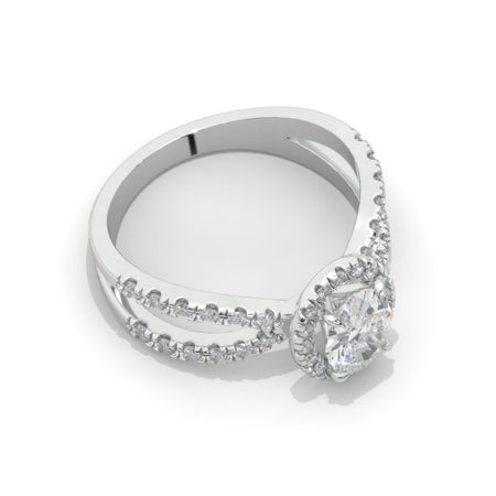 14K  White Gold 1.5 Carat  Moissanite Halo French-Set Engagement Ring