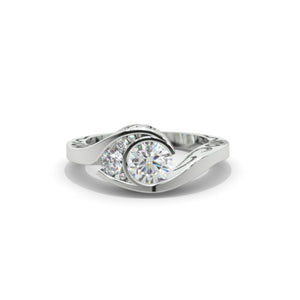 1 Carat Moissanite Engagement Ring 14K White Gold Ring-0.3 CTW