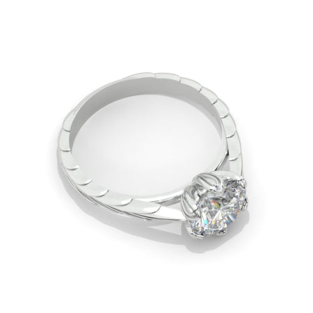 Moissanite  Floral 6 Prong Engagement Ring
