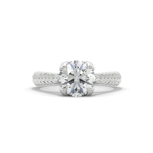 Moissanite Diamond  Floral  White Gold Engagement Ring