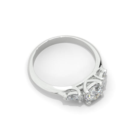 1 Carat Giliarto Moissanite Three Stone White Gold Engagement  Ring