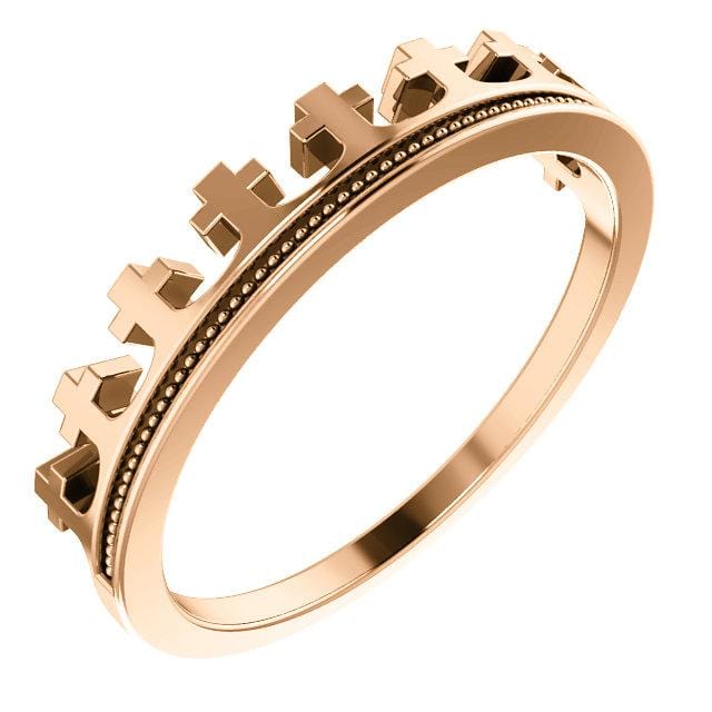 Cross Crown Ring 14K Rose Gold - Giliarto