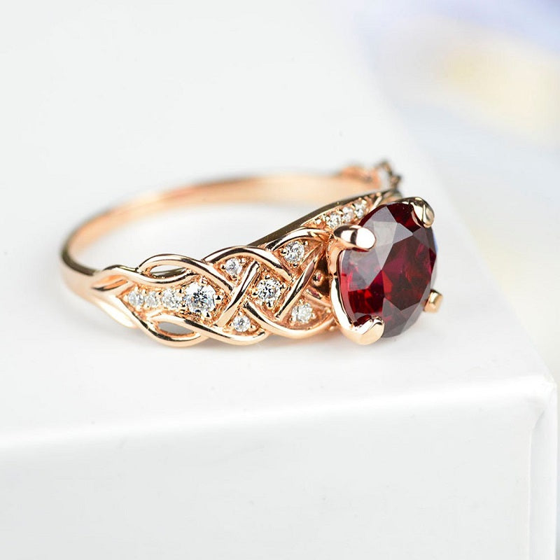 Buy 18Kt Round Ruby Birthstone Diamond Ring 148VU6282 Online from Vaibhav  Jewellers
