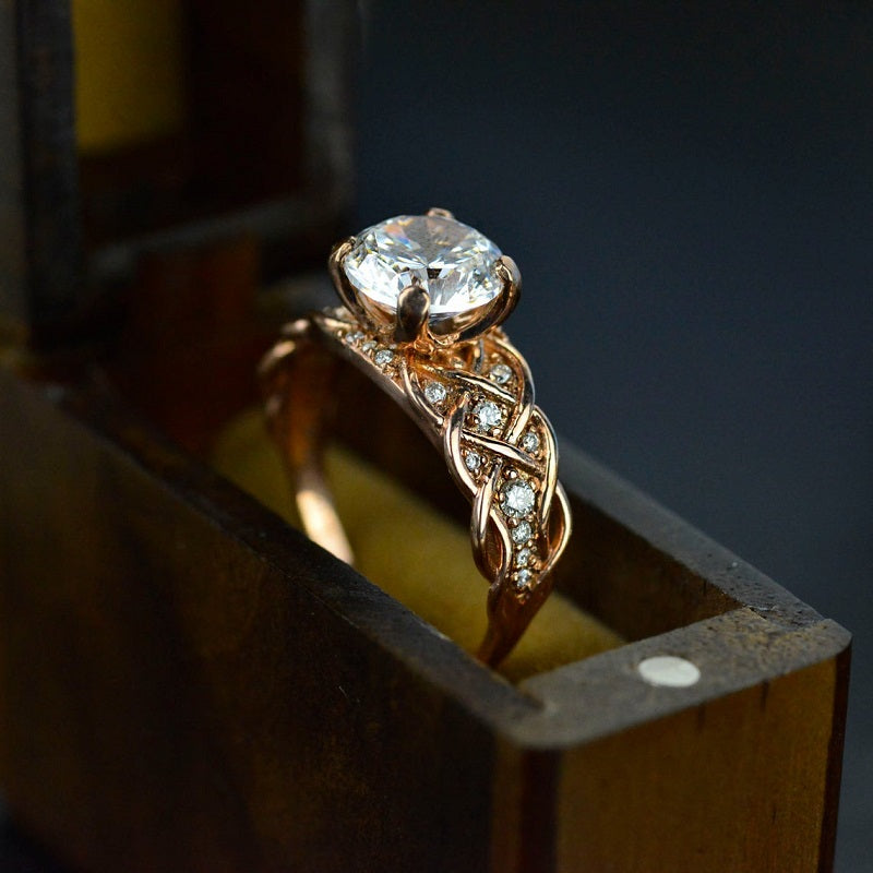 Emerald Cut White Sapphire Rose Gold Engagement Ring | Lauren B Jewelry