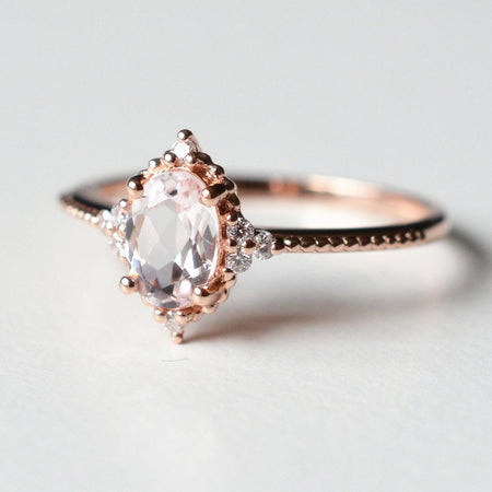 14K Solid Rose Gold Ring 2CT Oval Halo Morganite Wedding Ring Stone Engagement Ring Anniversary Ring Yellow White Gold Ring Pave Set Colar14K Solid Rose Gold Ring 2CT Oval Halo Morganite Wedding Ring Stone Engagement Ring Anniversary Ring