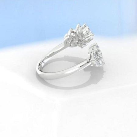 3 CTW Moissanite 14K White Gold Engagement Ring, Design Floral Twig Style Engagement Ring, Leaf Promissory Ring.