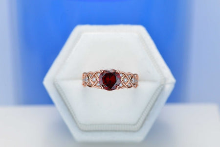 2 Carat  Ruby Round Center Stone Lace Engagement Ring