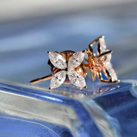 Buy Earrings Online | Floral Diamond earring from Indeevari