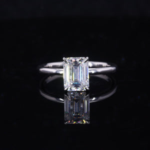 3 Carat Giliarto-Flower Setting Emerald Shaped Step Cut Moissanite 14K White Gold Engagement Ring