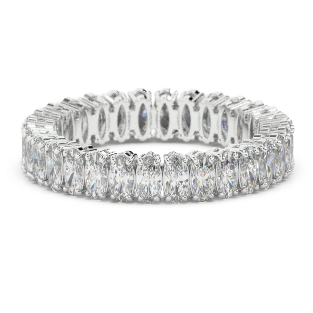 2.5 C.T.W.  Oval  Moissanite  Eternity Band 14K White Gold