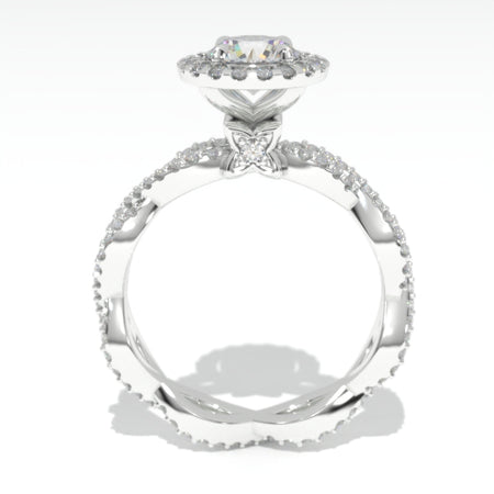 1.0 Carat Moissanite Halo Twisted Engagement Ring