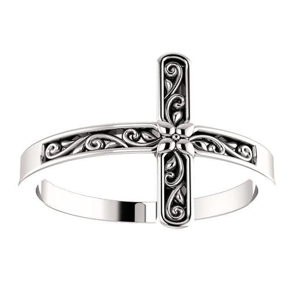 White gold sideways cross Clearance