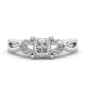 Princess Cut  Moissanite/Diamond Twisted Shank Engagement Ring