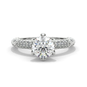 2 Carat  Moissanite Floral  White Gold Engagement  Ring