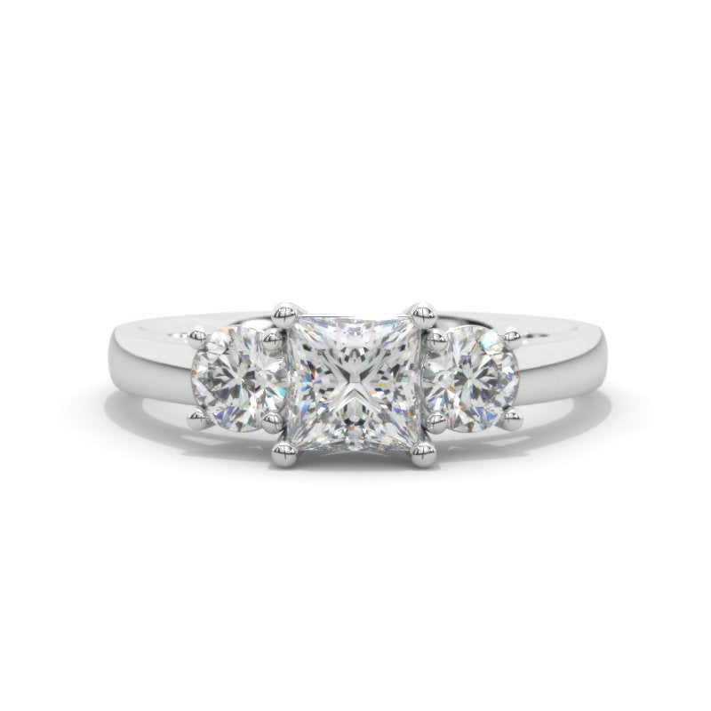 2.0 CTW  Princess Cut Moissanite Three Stone Gold Engagement Ring