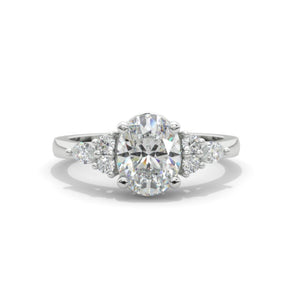 Giliarto Oval Moissanite 14K White Gold Engagement Promissory Ring