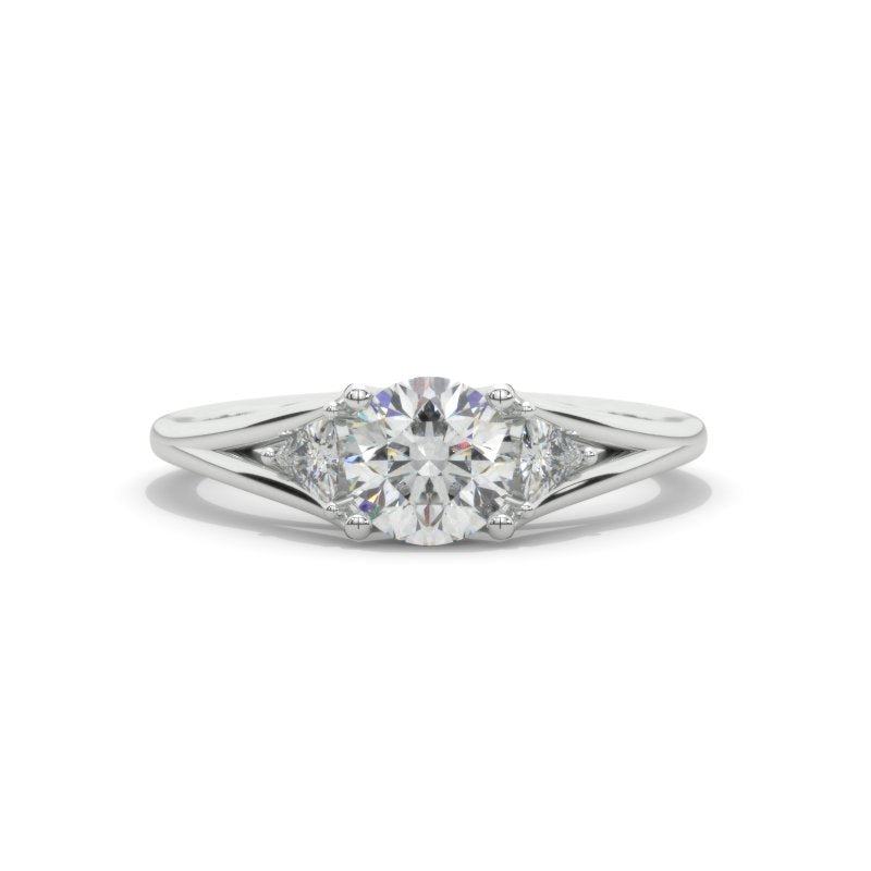GILIARTO TRILLION THREE STONE MOISSANITE WHITE GOLD ENGAGEMENT RING