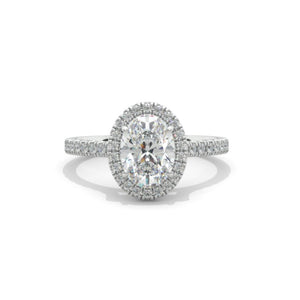 1.5 Carat Oval Moissanite Halo Engagement Ring