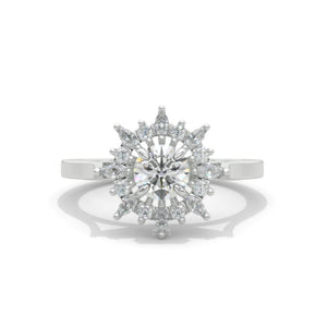 14K White Gold 1.25 Carat Round Moissanite Halo Engagement Ring