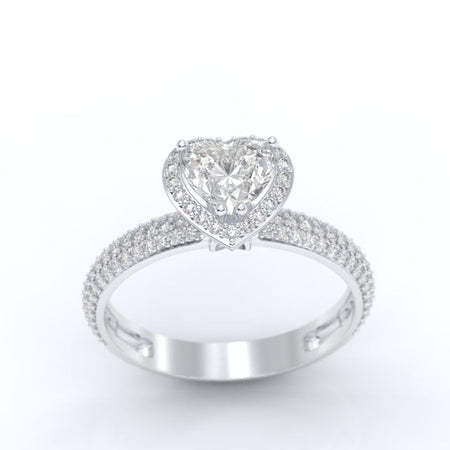 ''Carmen'' Heart Halo Moissanite 14K Gold Moissanite Engagement Ring