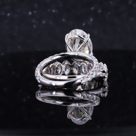 4 Carat Oval Cut Alexandrite White Gold Engagement Ring Set
