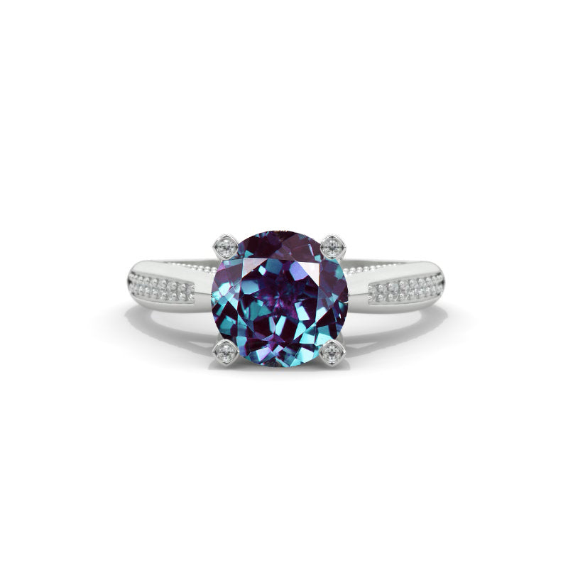 2.0 Carat Alexandrite Accented Classic Engagement Ring