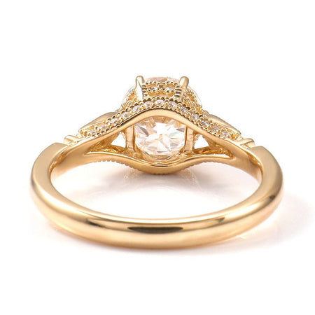 14K Solid Yellow Gold 1.5CT Round Alexandrite Solitaire Six Prongs Ring, Vintage Alexandrite Engagement Ring Anniversary Promise Gold Ring