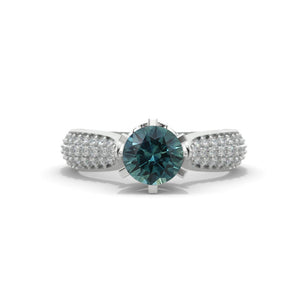 1.5 Carat Teal Sapphire Engagement Ring