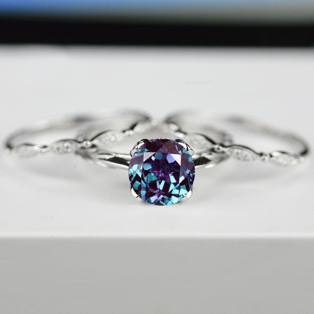 2 Carat Alexandrite Engagement Eternity Rings Eternity Set