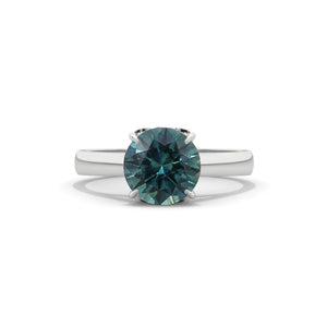 2 Carat Teal Sapphire Heart Symbol 14K Gold Engagement Ring