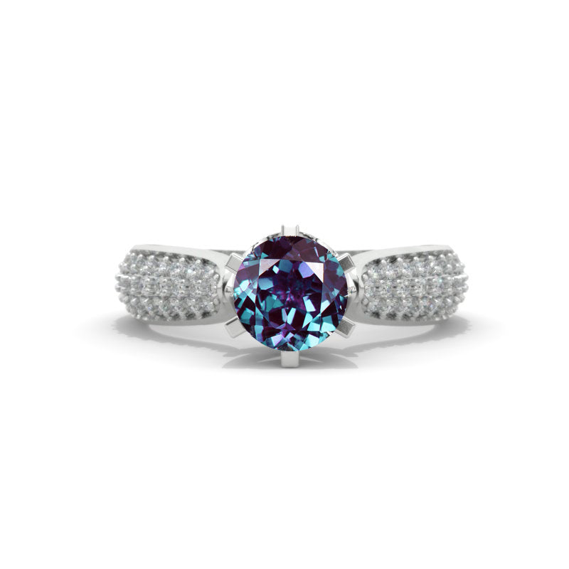 1.5 Carat Ethically LAB-Grown Alexandrite Engagement Ring