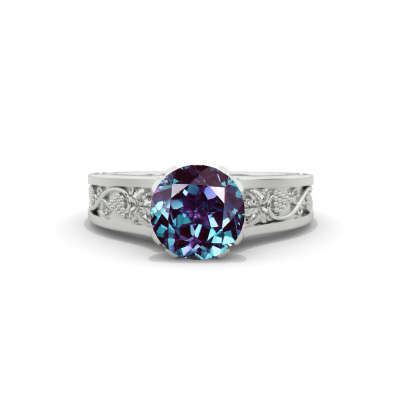 2.0 Carat Alexandrite Accented Classic Engagement Ring
