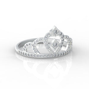 Diamond Royal Tiara Crown 14K White Gold Ring - Giliarto