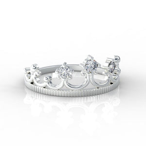 Diamond Royal Tiara Crown 14K White Gold Ring - Giliarto